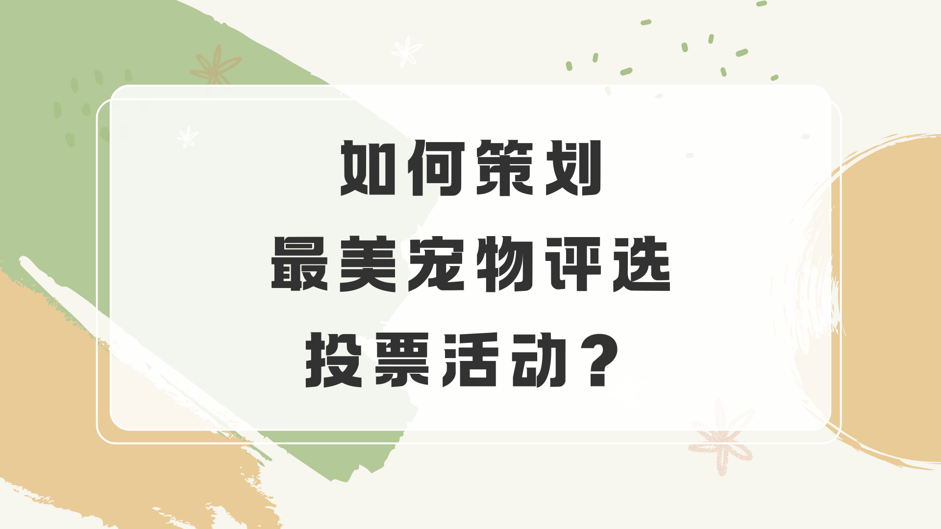 如何策划最美宠物评选投票活动？